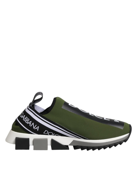 Dolce & Gabbana Green Black Slip On Sorrento Sneakers Shoes