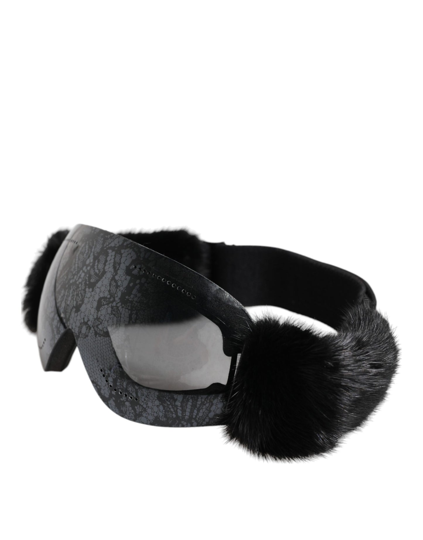 Dolce & Gabbana Black Bi0759 Lace Mirrored Ski Goggles Mask Sunglasses