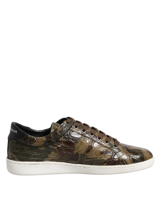 Dolce & Gabbana Brown Exotic Leather Low Top Sneakers Shoes