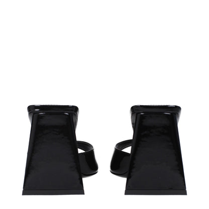 The Attico Black Leather Stiletto Heel Sandals