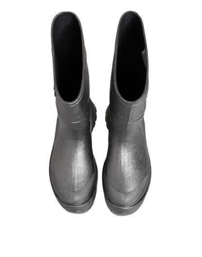 Dolce & Gabbana Metallic Silver Pull On Rain Boots Shoes