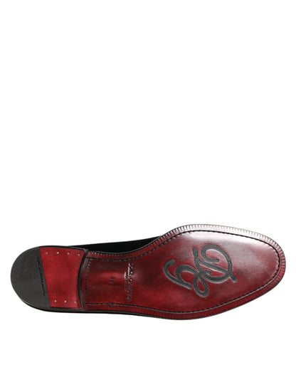 Dolce & Gabbana Black Velvet Slip On Loafers Men Formal Shoes