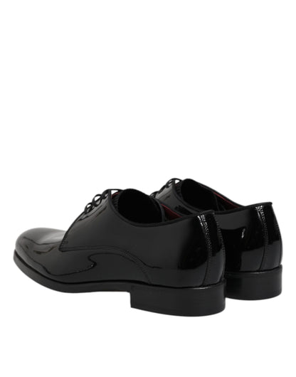 Dolce & Gabbana Black Leather Lace Up Men Derby Formal Shoes