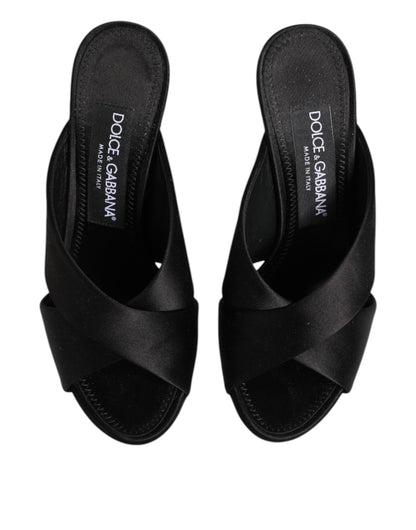 Dolce & Gabbana Black Keira Baroque High Heel Sandals Shoes