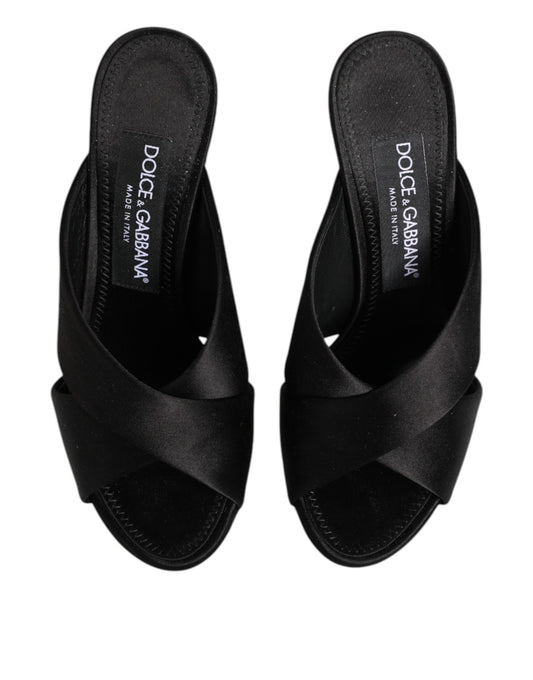 Dolce & Gabbana Black Keira Baroque High Heel Sandals Shoes
