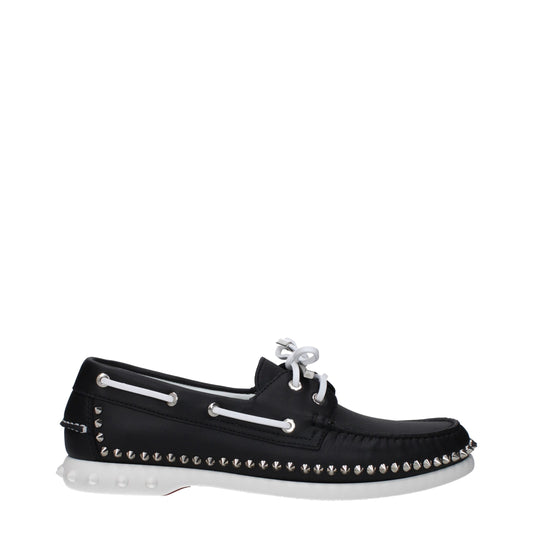 Christian Louboutin Black Leather Slip-On Loafers