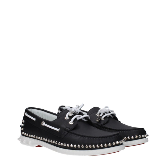 Christian Louboutin Black Leather Slip-On Loafers