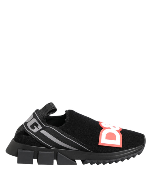 Dolce & Gabbana Black Grey Slip On Sorrento Sneakers Shoes