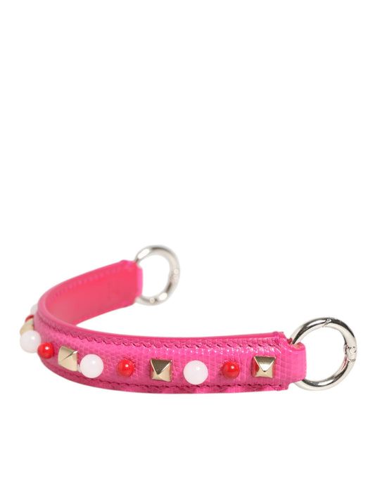 Dolce & Gabbana Pink Embellished Leather Bag Handle Women Shoulder Strap