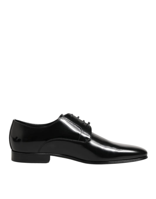 Dolce & Gabbana Black Calfskin Leather Derby Men Dress Shoes