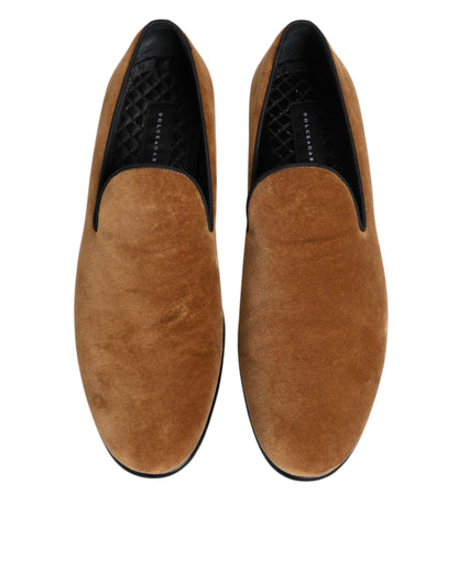 Dolce & Gabbana Brown Suede Slip On Men Loafers Formal Shoes