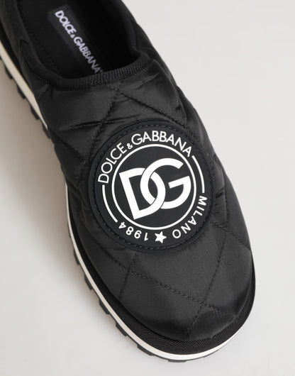 Dolce & Gabbana Black Nylon Low Top Slip On Sneaker Shoes