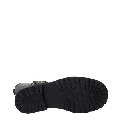 Off-White Black Leather Flat Boots