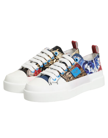 Dolce & Gabbana Multicolor Patchwork Low Top Sneakers Shoes