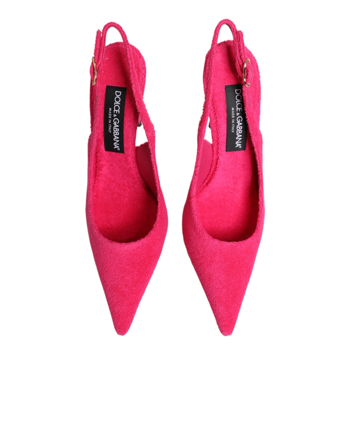 Dolce & Gabbana Pink Terry Cloth High Heels Slingback Shoes