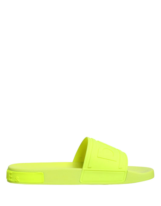 Dolce & Gabbana Green Rubber Slides Sandals Beachwear Shoes