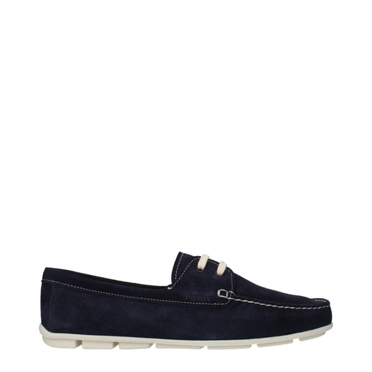 Prada Blue Leather Slip-On Loafers
