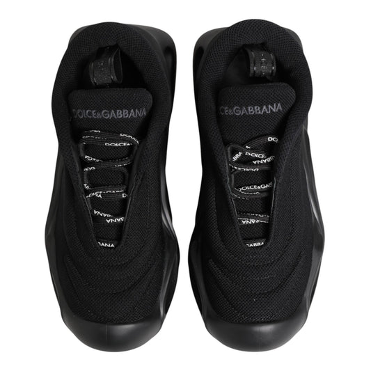 Dolce & Gabbana Black Slip On Low Top Wave Sneakers Shoes