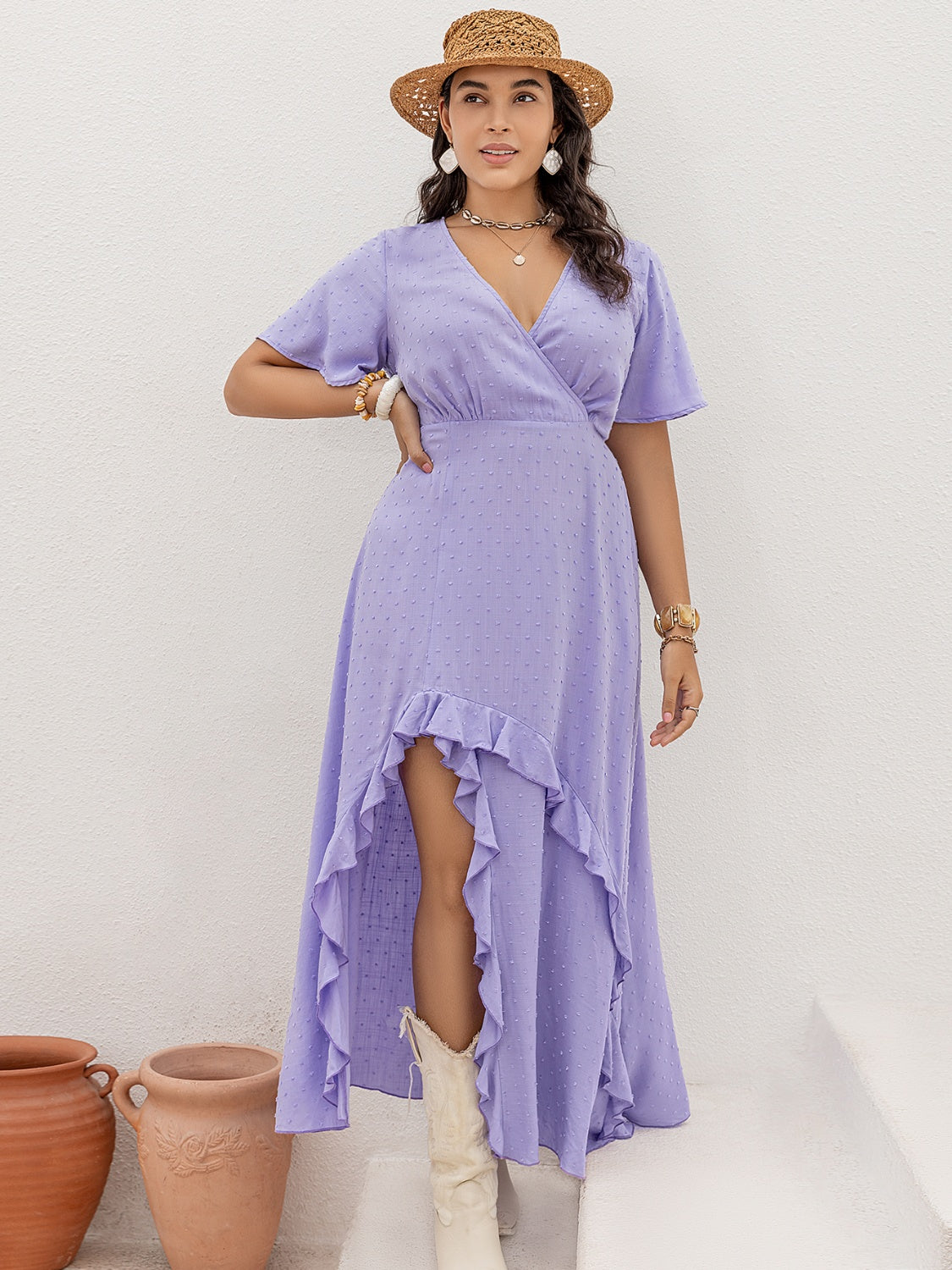 High-Low Surplice Dress