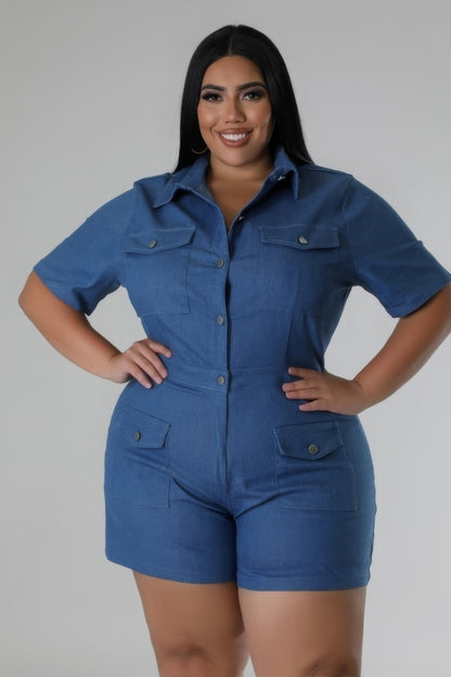 Faux Denim Romper