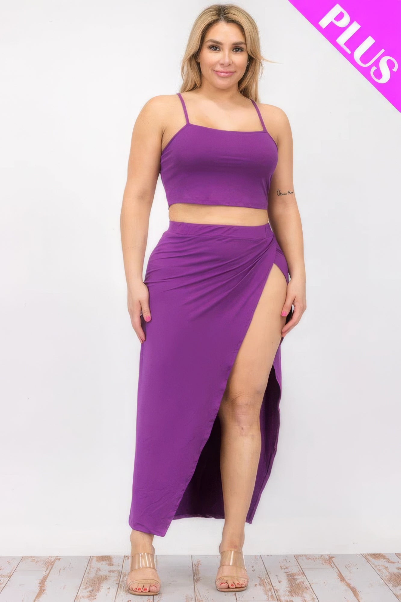 Crop Cami & Split Thigh Maxi Skirt Set