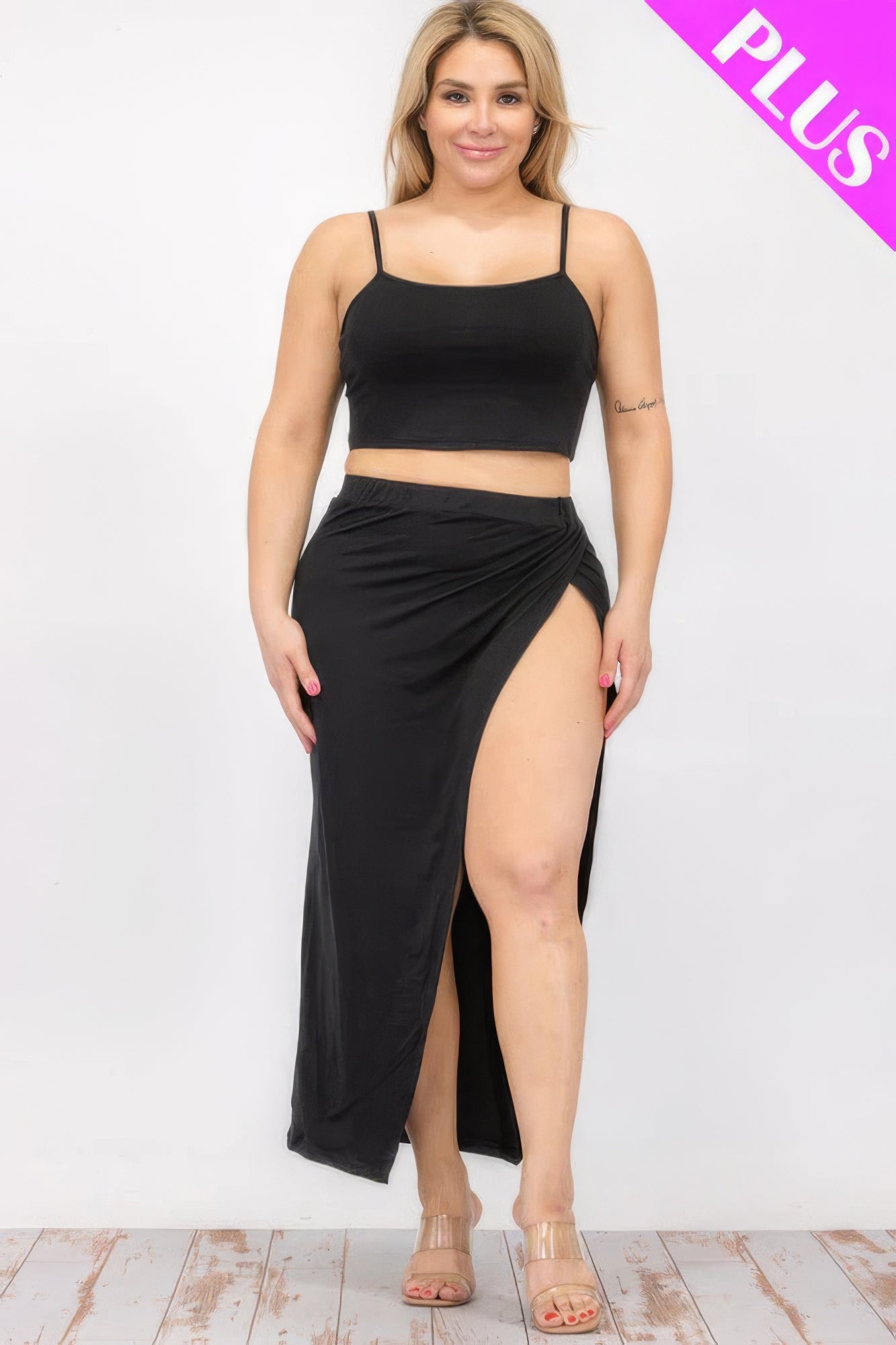 Crop Cami & Split Thigh Maxi Skirt Set