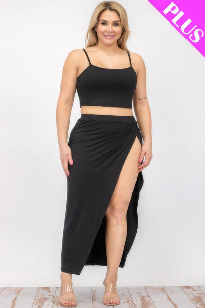 Crop Cami & Split Thigh Maxi Skirt Set