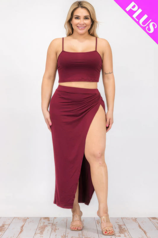 Crop Cami & Split Thigh Maxi Skirt Set