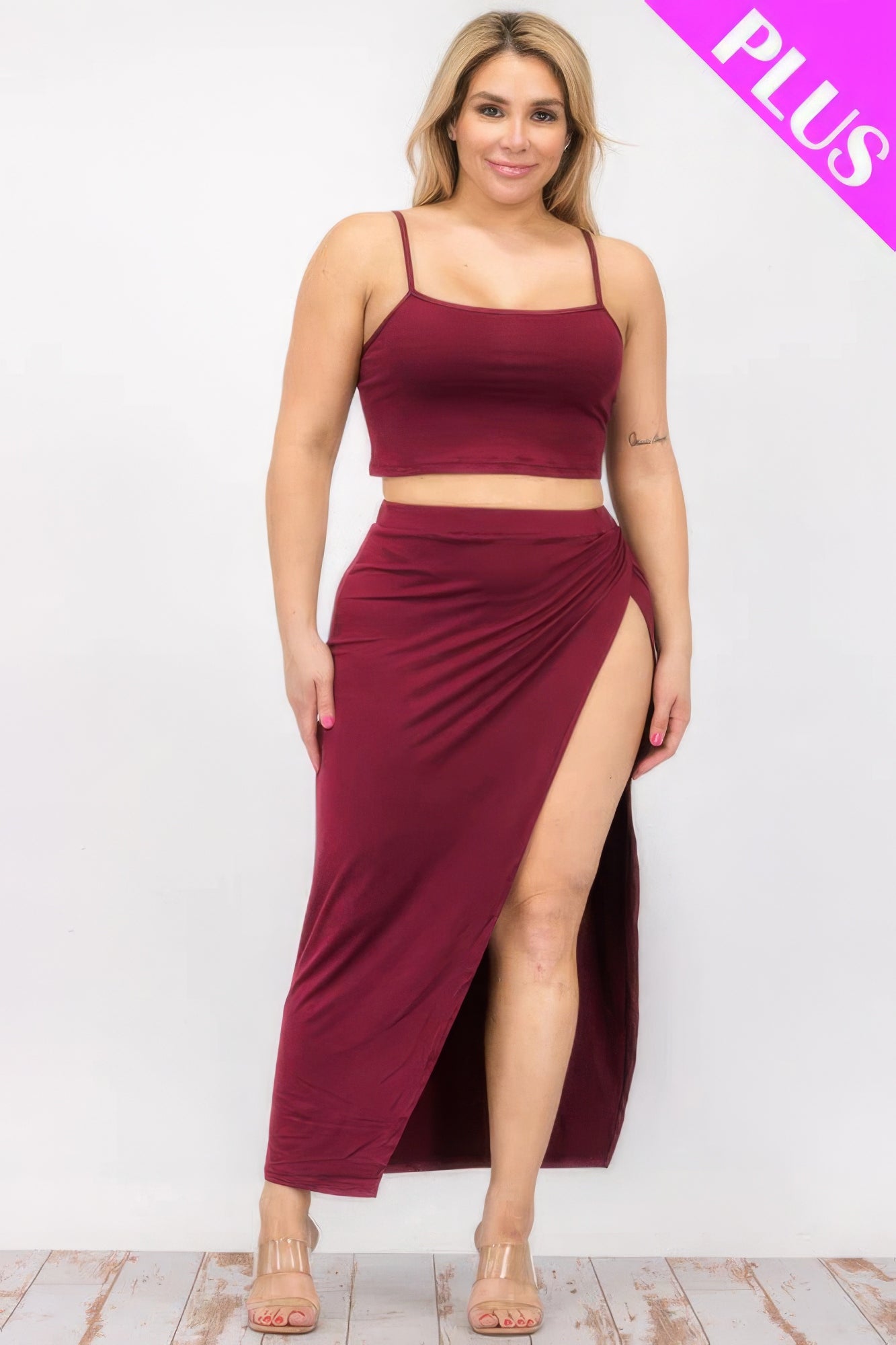 Crop Cami & Split Thigh Maxi Skirt Set