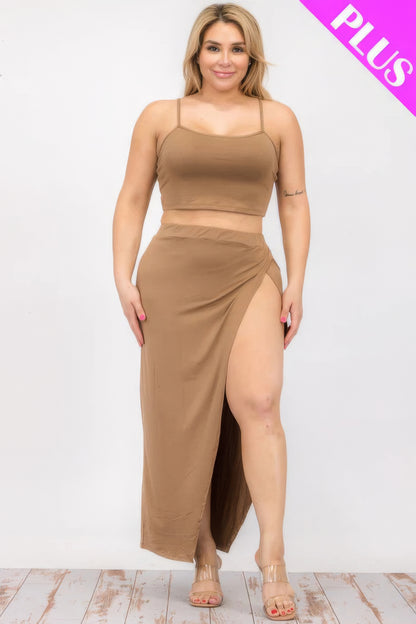 Crop Cami & Split Thigh Maxi Skirt Set