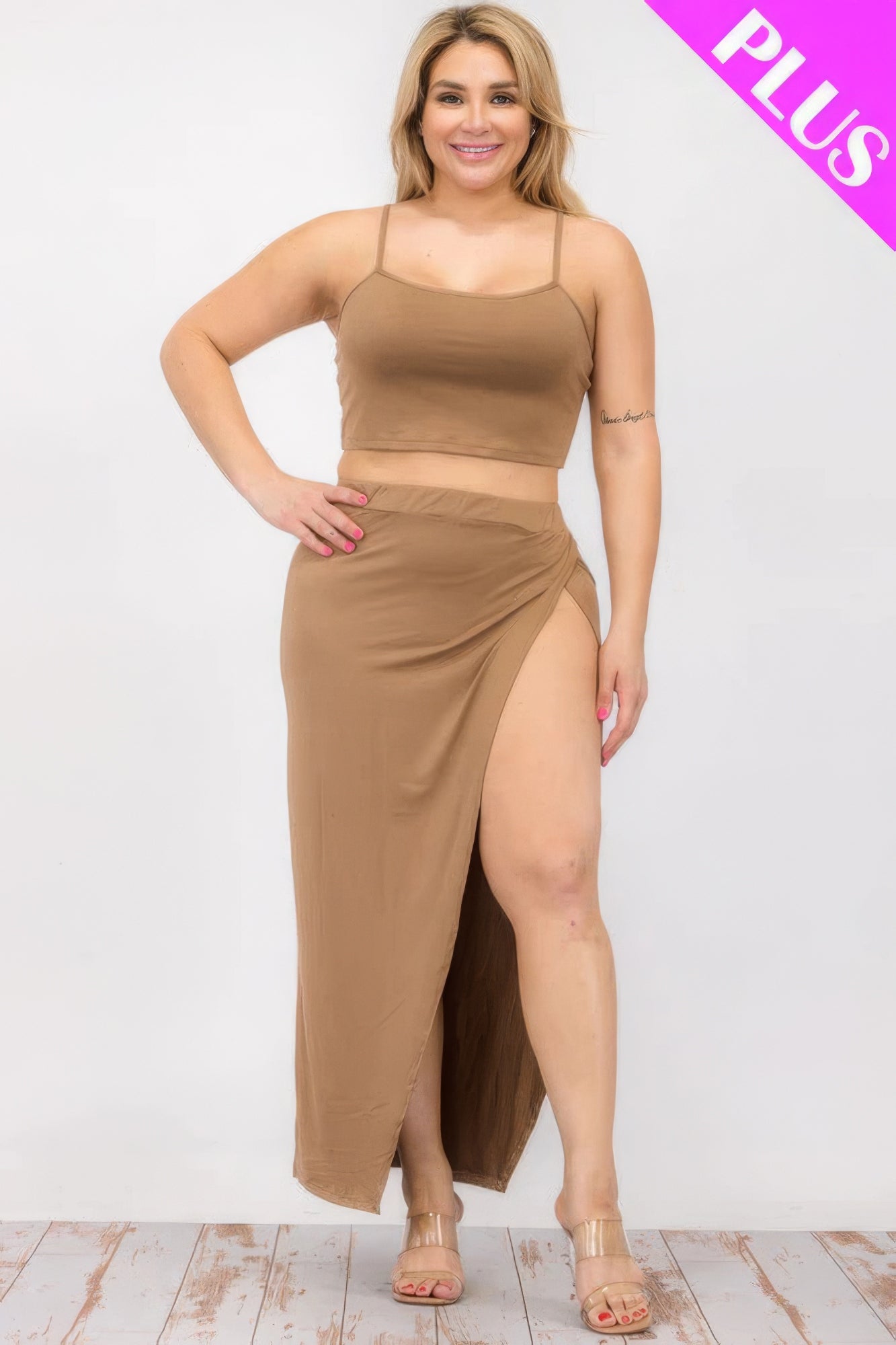 Crop Cami & Split Thigh Maxi Skirt Set