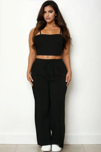 Bustier Crop Cami & Straight Pants Set