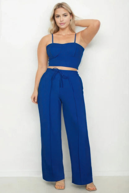 Bustier Crop Cami & Straight Pants Set