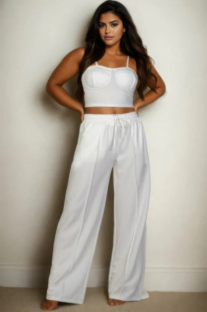 Bustier Crop Cami & Straight Pants Set