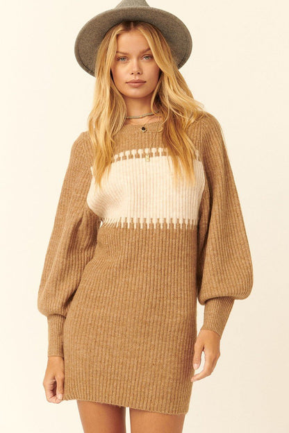 A Ribbed Knit Sweater Mini Dress - Cabin 6 Productions