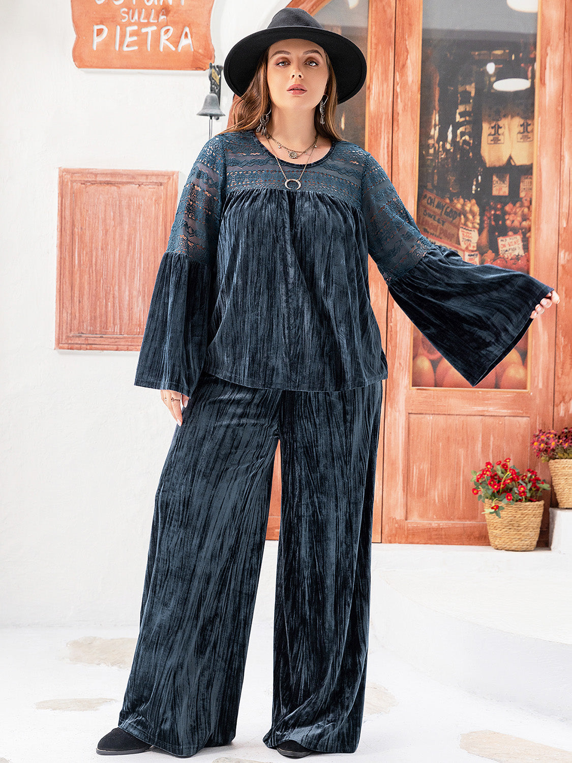 Flare Sleeves Top and Pants Set